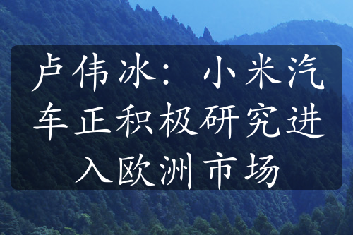 卢伟冰：小米汽车正积极研究进入欧洲市场