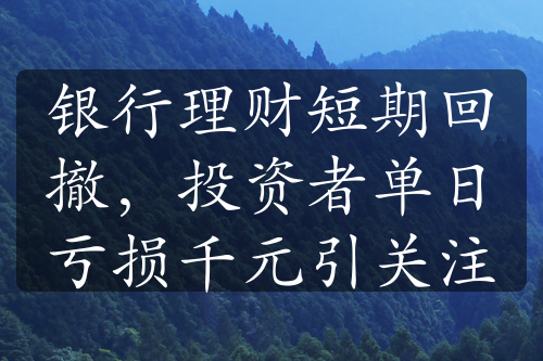 银行理财短期回撤，投资者单日亏损千元引关注