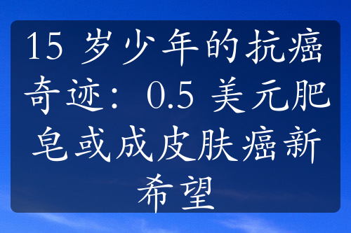 15 岁少年的抗癌奇迹：0.5 美元肥皂或成皮肤癌新希望