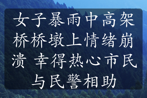 女子暴雨中高架桥桥墩上情绪崩溃 幸得热心市民与民警相助