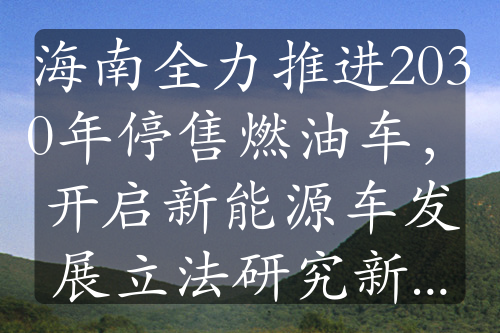 海南全力推进2030年停售燃油车，开启新能源车发展立法研究新征程