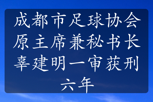 成都市足球协会原主席兼秘书长辜建明一审获刑六年