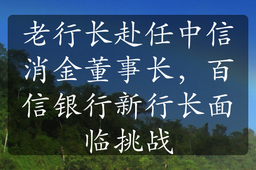 老行长赴任中信消金董事长，百信银行新行长面临挑战