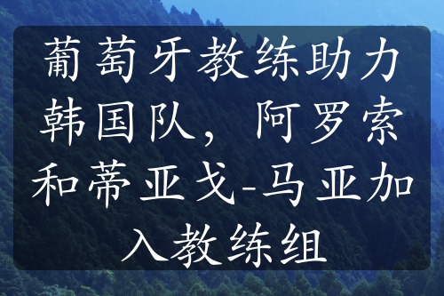 葡萄牙教练助力韩国队，阿罗索和蒂亚戈-马亚加入教练组