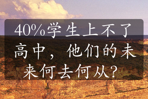 40%学生上不了高中，他们的未来何去何从？