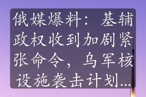 俄媒爆料：基辅政权收到加剧紧张命令，乌军核设施袭击计划引关注