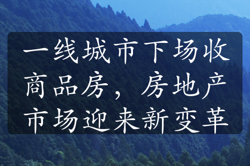 一线城市下场收商品房，房地产市场迎来新变革