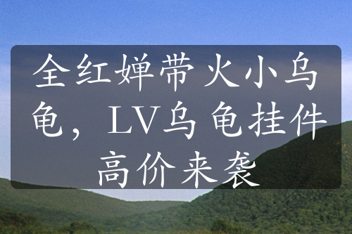 全红婵带火小乌龟，LV乌龟挂件高价来袭