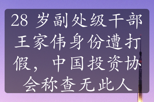 28 岁副处级干部王家伟身份遭打假，中国投资协会称查无此人