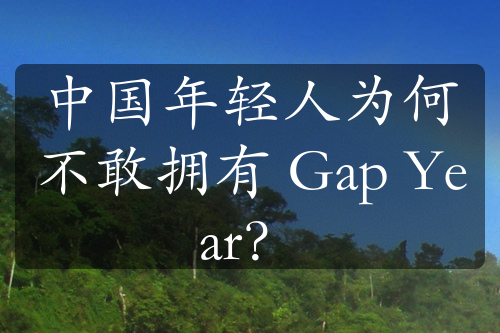 中国年轻人为何不敢拥有 Gap Year？